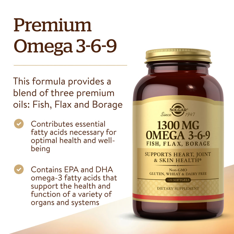 Solgar 1300 mg Omega 3-6-9 120 Softgels - DailyVita