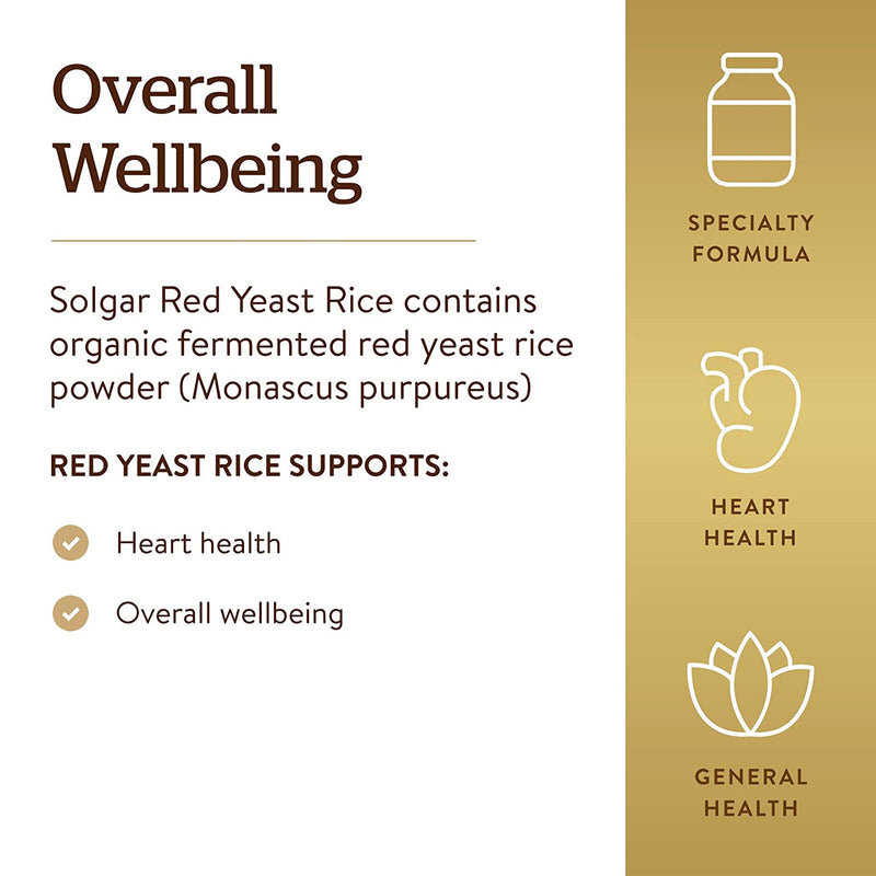 Solgar Red Yeast Rice 120 Vegetable Capsules - DailyVita