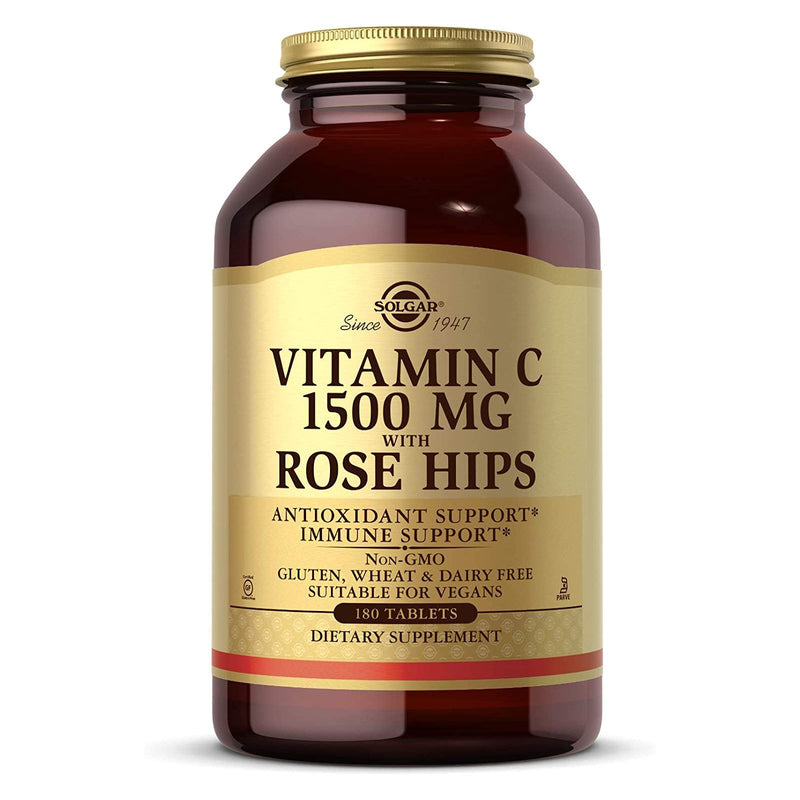 Solgar Vitamin C 1500 mg with Rose Hips 180 Tablets - DailyVita