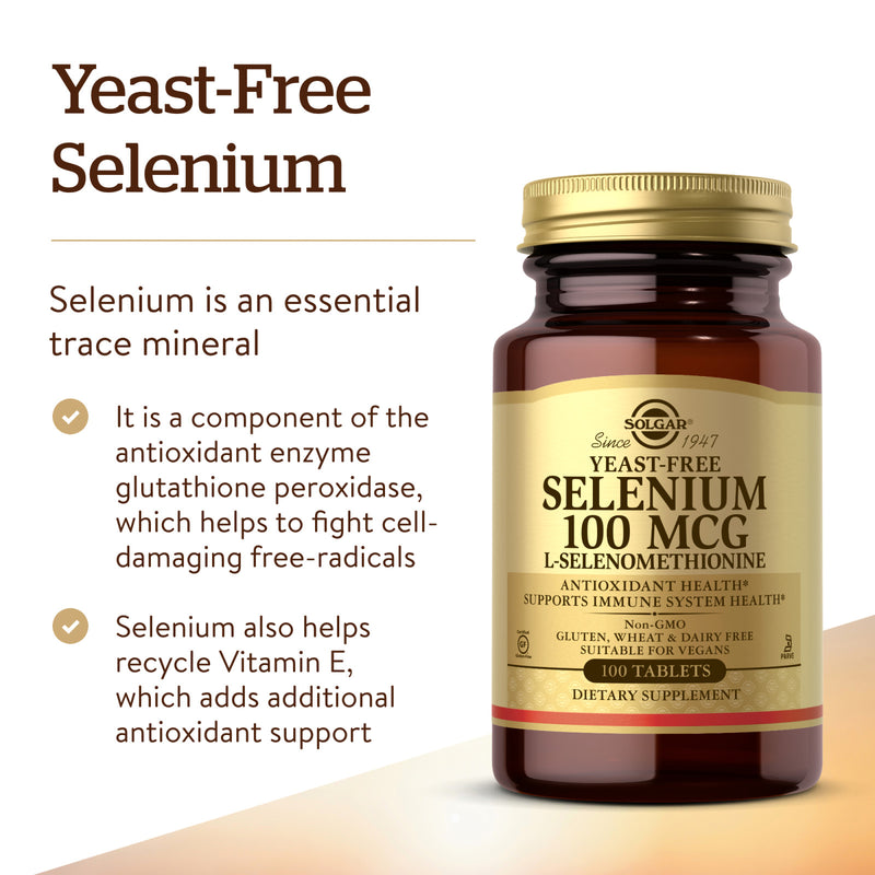 Solgar Yeast-Free Selenium 100 mcg 100 Tablets - DailyVita