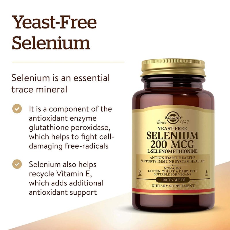 Solgar Yeast-Free Selenium 200 mcg 100 Tablets - DailyVita