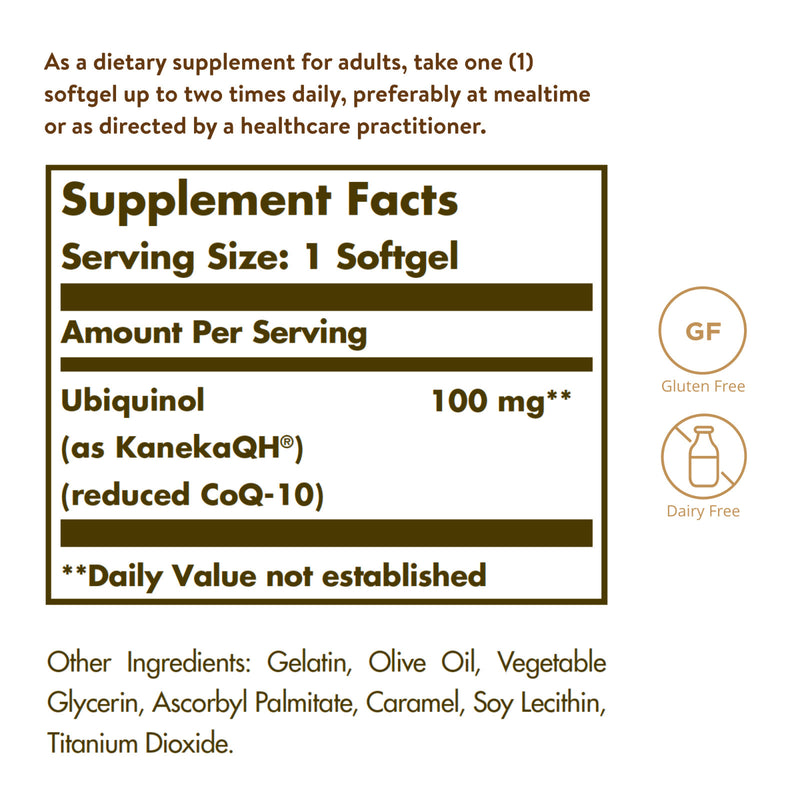 Solgar Ubiquinol 100 mg (Reduced CoQ-10) 50 Softgels - DailyVita