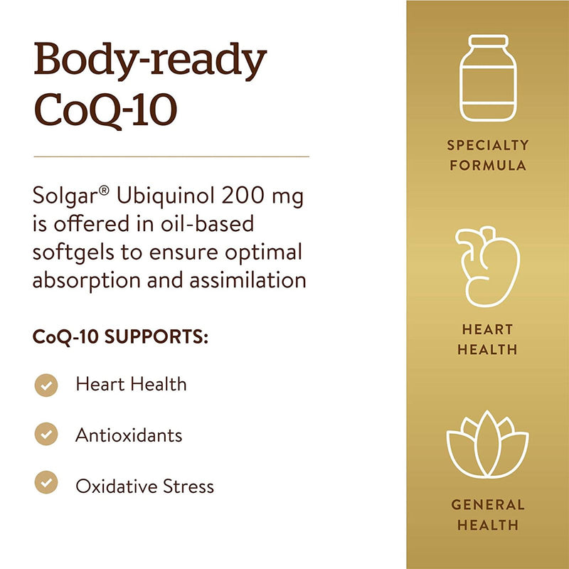 Solgar Ubiquinol 200 mg (Reduced CoQ-10) 30 Softgels - DailyVita