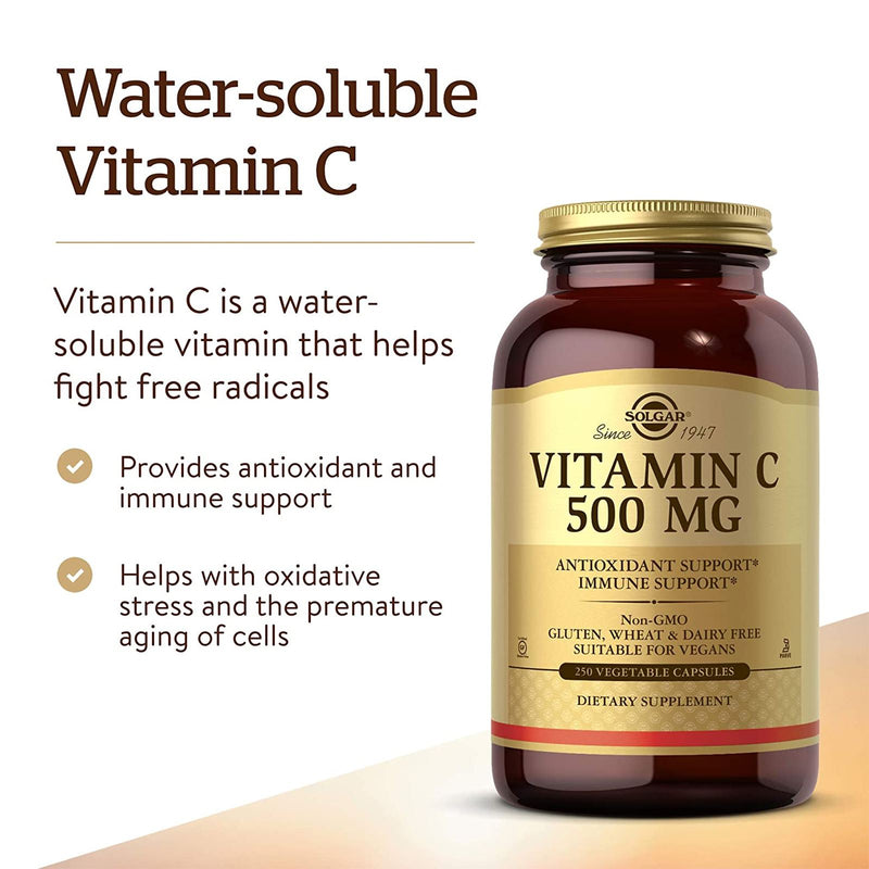 Solgar Vitamin C 500 mg 250 Vegetable Capsules - DailyVita