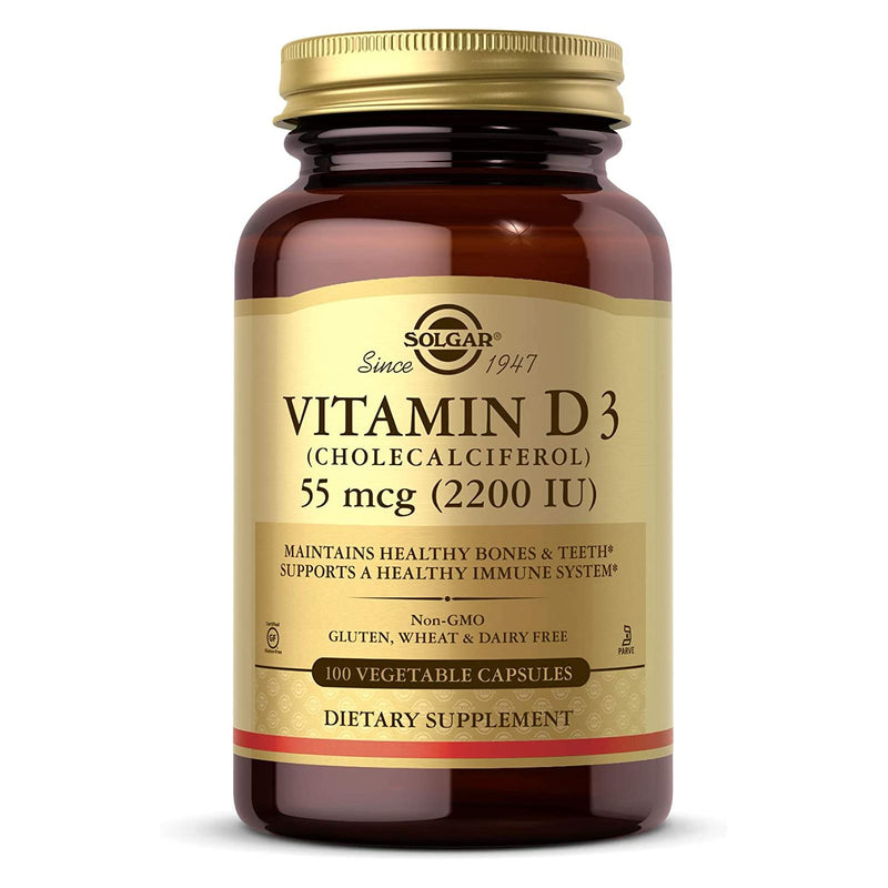 Solgar Vitamin D3 (Cholecalciferol) 55 mcg (2200 IU) 100 Vegetable Capsules - DailyVita