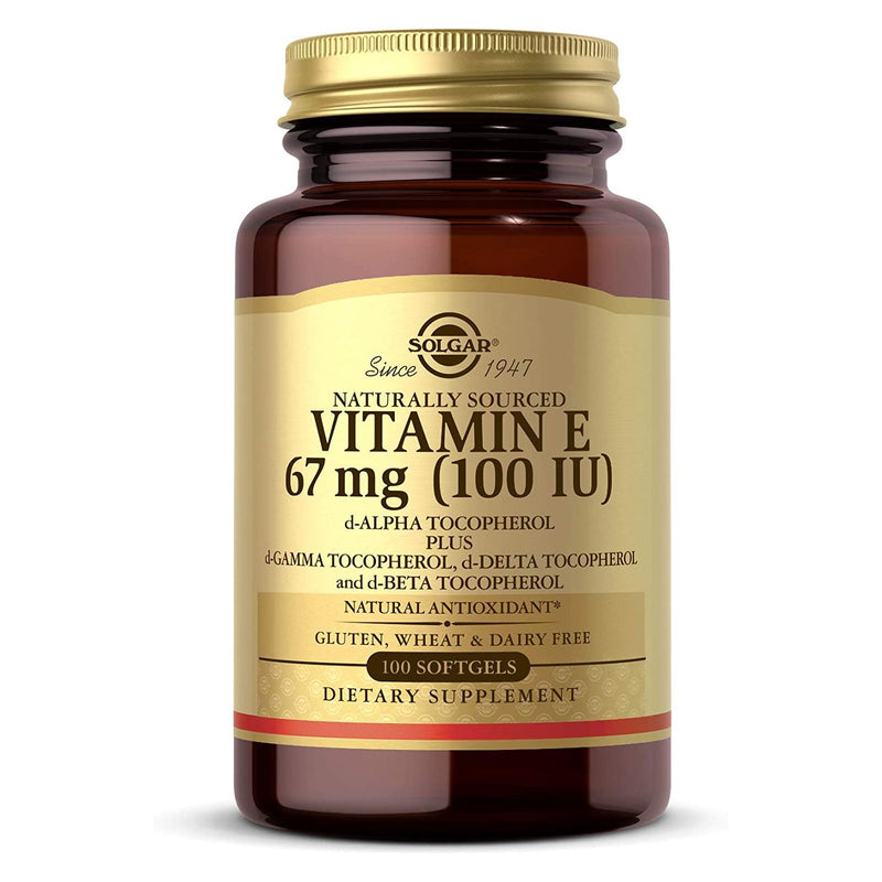Solgar Vitamin E 67 mg (100 IU) Mixed Softgels (d-Alpha Tocopherol & Mixed Tocopherols) 100 Softgels - DailyVita