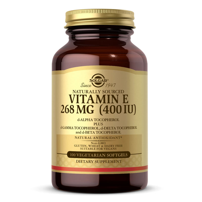Solgar Vitamin E 268 mg (400 IU) Vegan Softgels (d-Alpha Tocopherol & Mixed Tocopherols) 100 Softgels - DailyVita