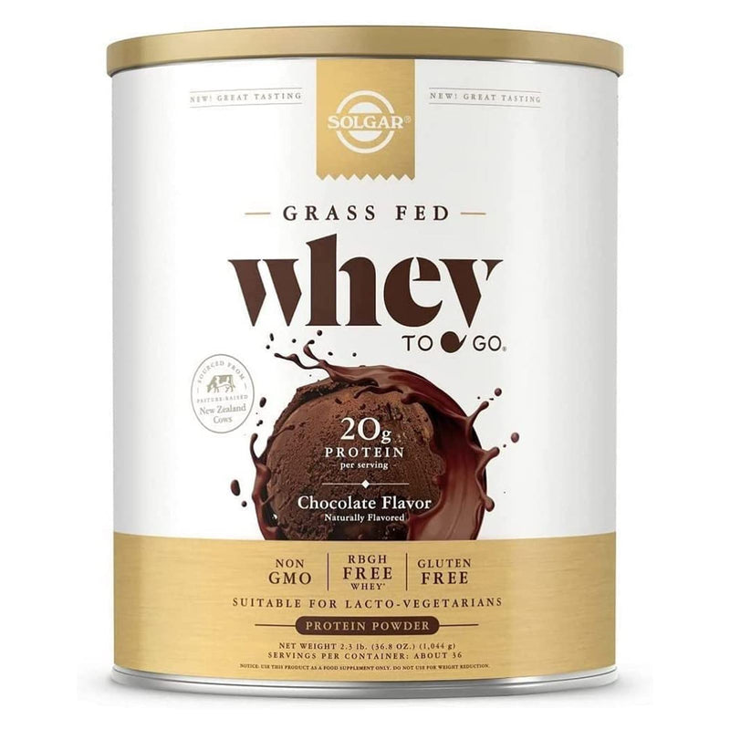 Solgar Grass Fed Whey To Go Protein Powder Chocolate 36.8 oz (1,044 g) - DailyVita