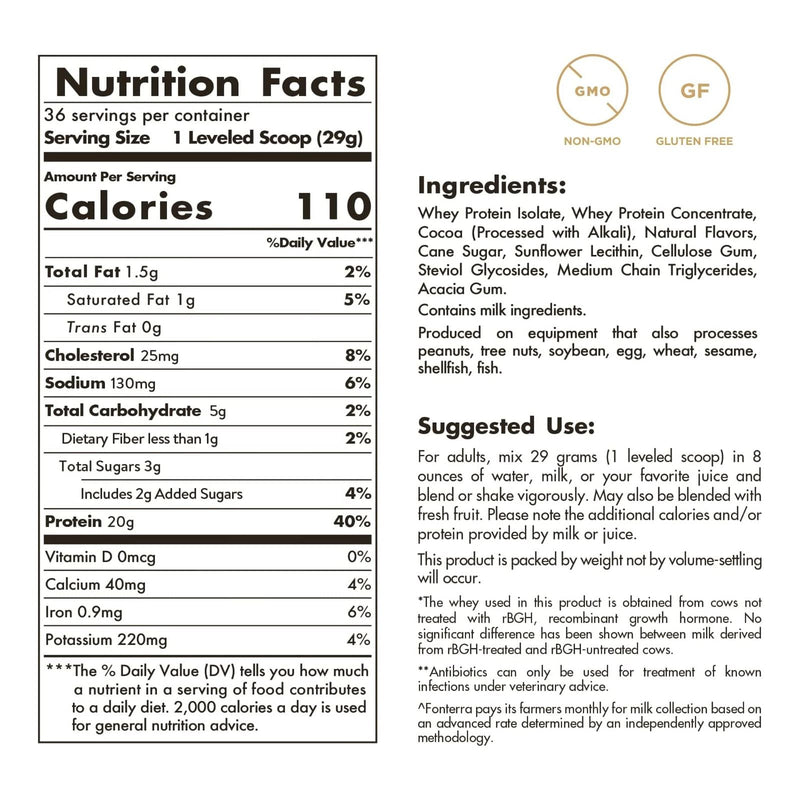Solgar Grass Fed Whey To Go Protein Powder Chocolate 36.8 oz (1,044 g) - DailyVita