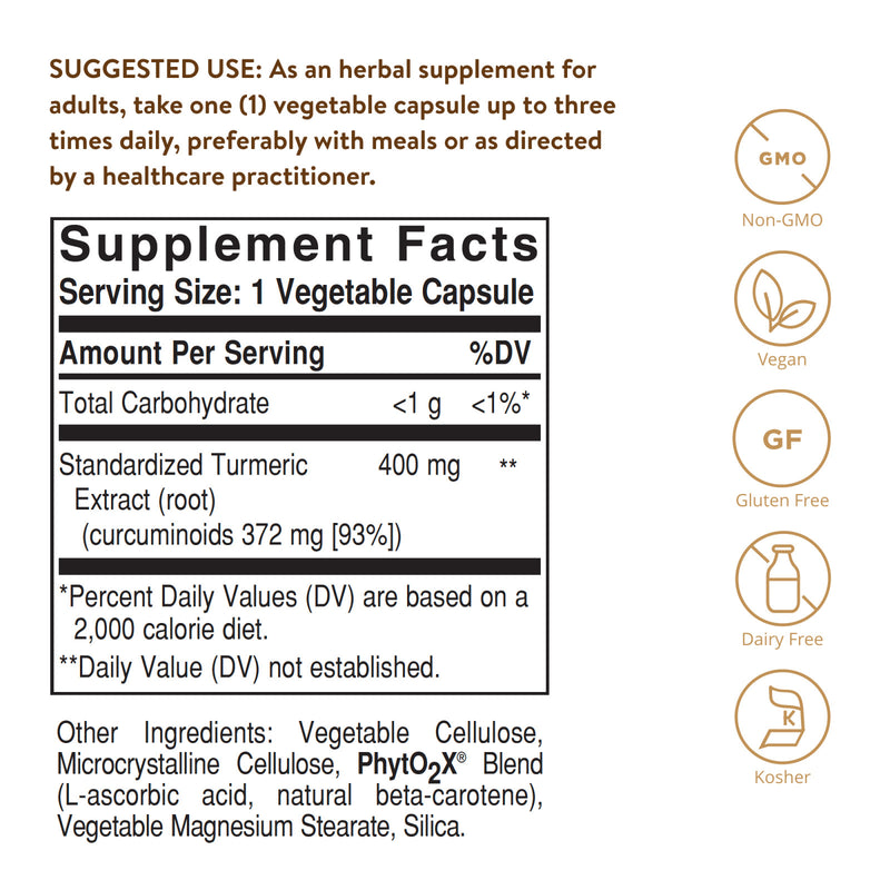 Solgar Standardized Turmeric Root Extract 60 Vegetable Capsules - DailyVita