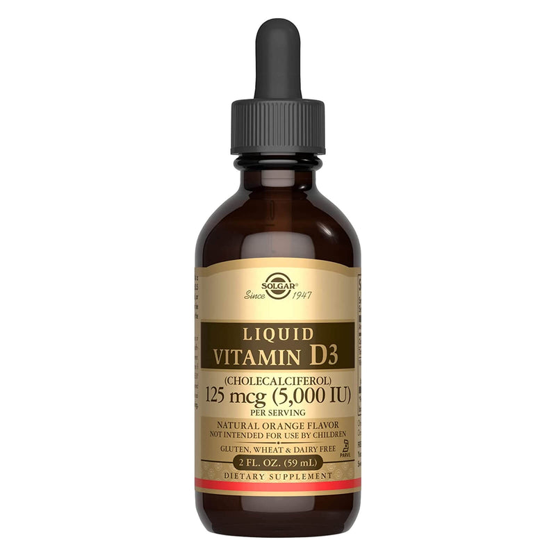 Solgar Liquid Vitamin D3 (Cholecalciferol) 125 mcg (5,000 IU) Natural Orange 2 fl oz - DailyVita