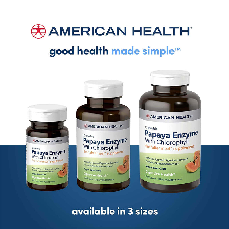 American Health Chewable Papaya Enzyme with Chlorophyll 250 Tablets - DailyVita