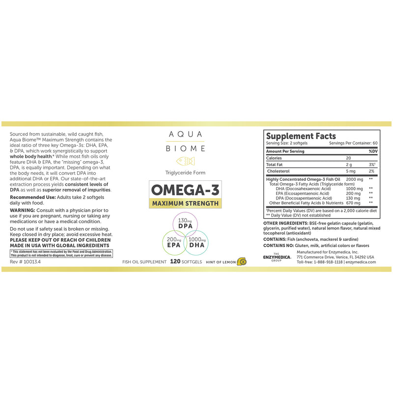 Enzymedica Aqua Biome Maximum Strength 120 Capsules - DailyVita