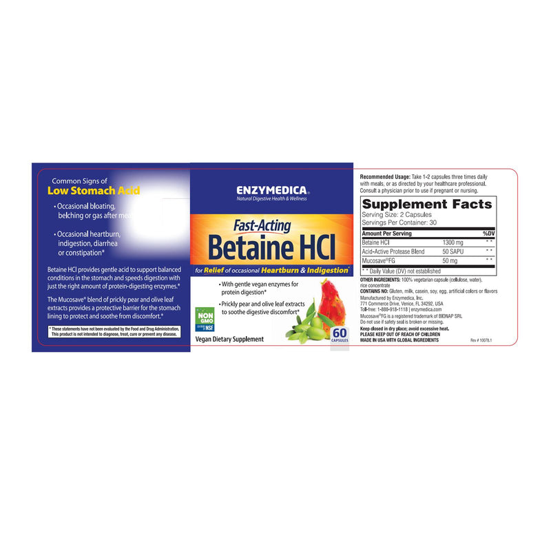 Enzymedica Betaine 60 Capsules - DailyVita