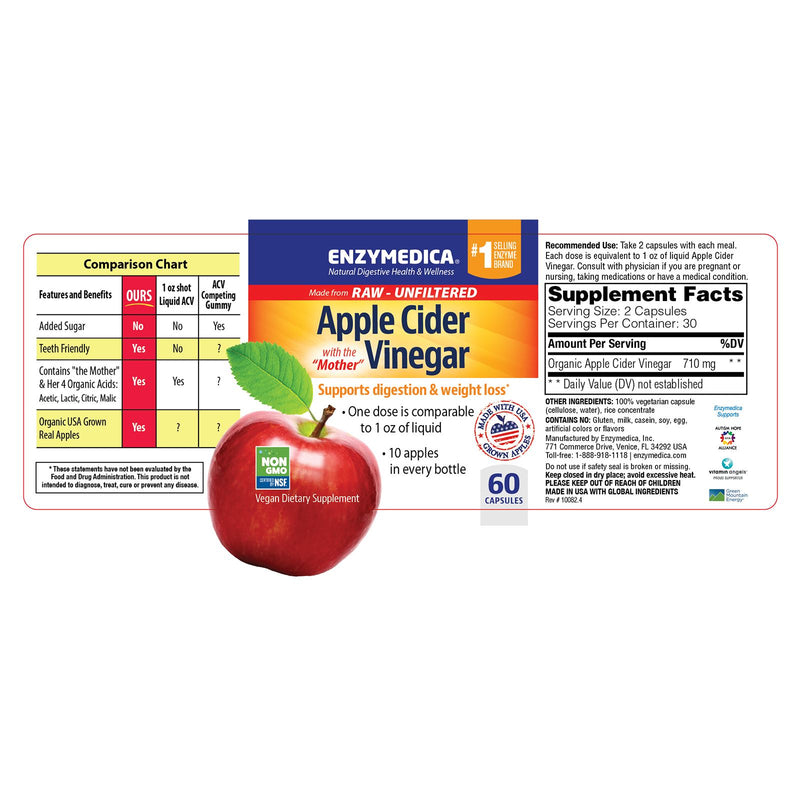 Enzymedica Apple Cider Vinegar 60 Capsules - DailyVita