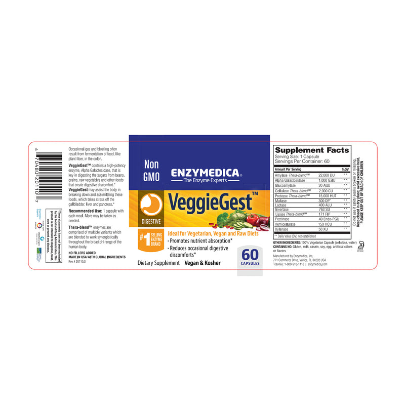 Enzymedica VeggieGest 60 Capsules - DailyVita
