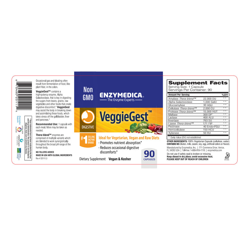 Enzymedica VeggieGest 90 Capsules - DailyVita