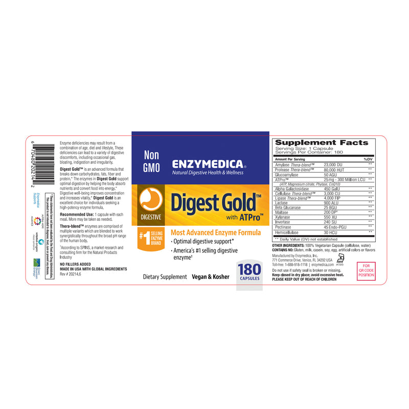 Enzymedica Digest Gold 180 Capsules - DailyVita
