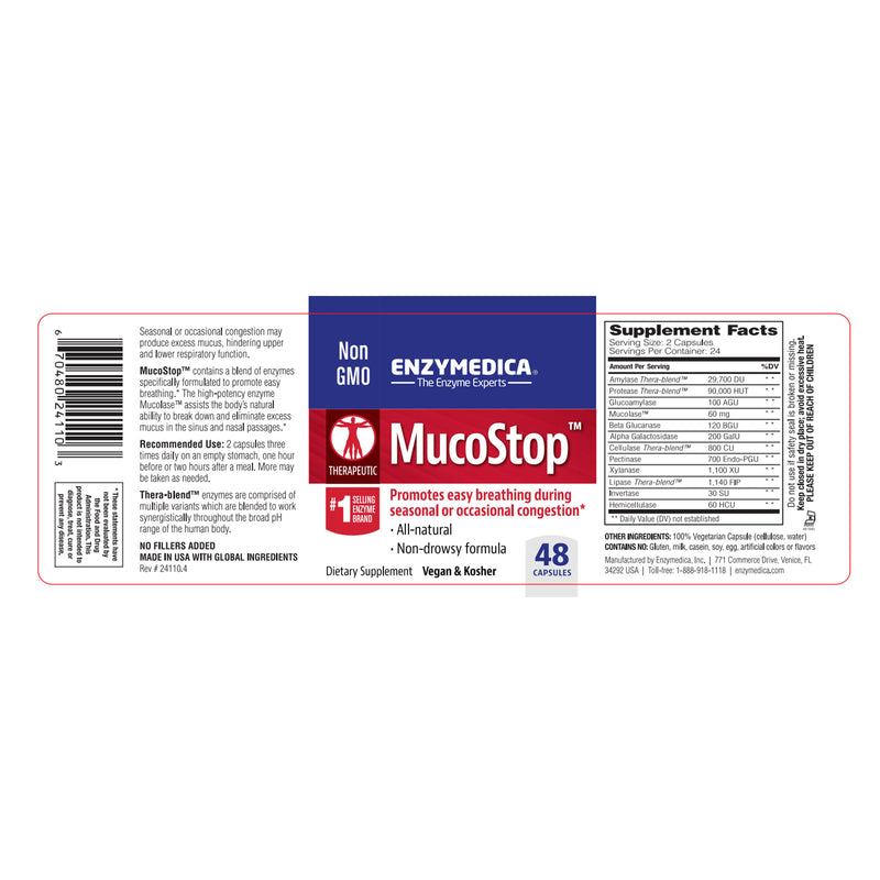 Enzymedica MucoStop 48 Capsules - DailyVita