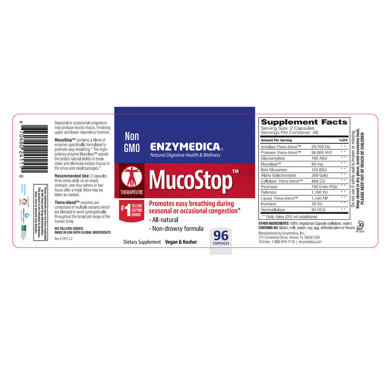 Enzymedica MucoStop 96 Capsules - DailyVita