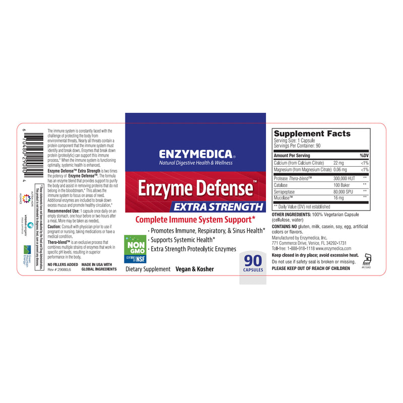 Enzymedica Enzyme Defense Extra Strength 90 Capsules - DailyVita