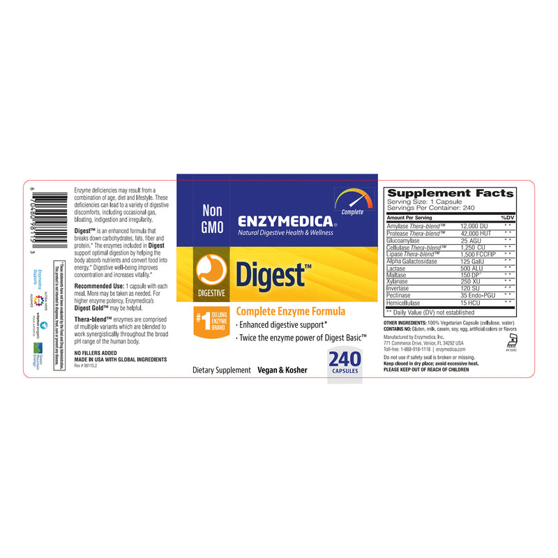 Enzymedica Digest 240 Capsules - DailyVita