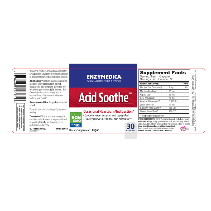 Enzymedica Acid Soothe 30 Capsules - DailyVita