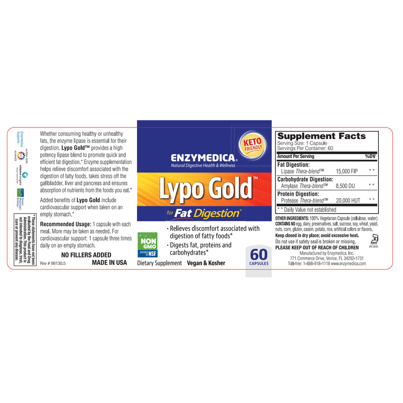 Enzymedica Lypo Gold 60 Capsules - DailyVita