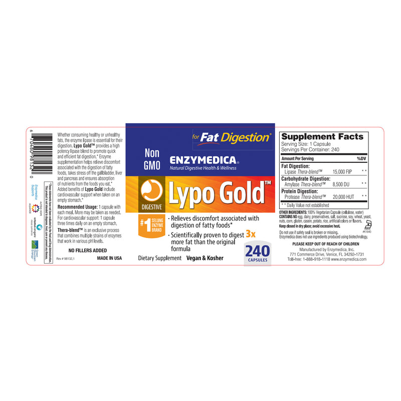 Enzymedica Lypo Gold 240 Capsules - DailyVita