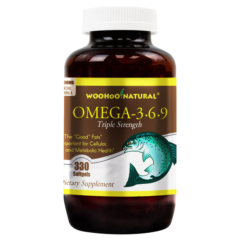 WooHoo Natural Triple Strength Cholesterol Free Omega 3-6-9 Fish Oil Formula 330 Softgels - DailyVita