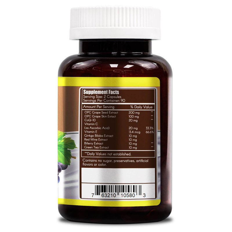 WooHoo Natural Triple Strength Complete OPC-Q10 Antioxidant Formula 180 Capsules 12 Month Supply - DailyVita