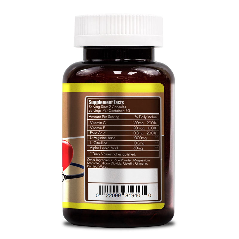 WooHoo Natural NOS Nitric Oxide Synthase 1000 mg 100 Capsules - DailyVita